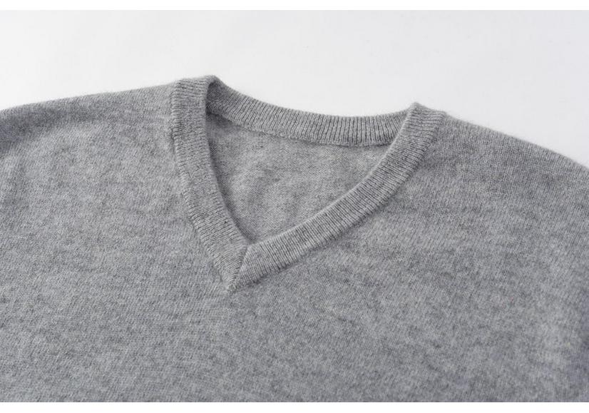 Men's 100% Cashmere V-neck Short Sleeve Pullover Sweater