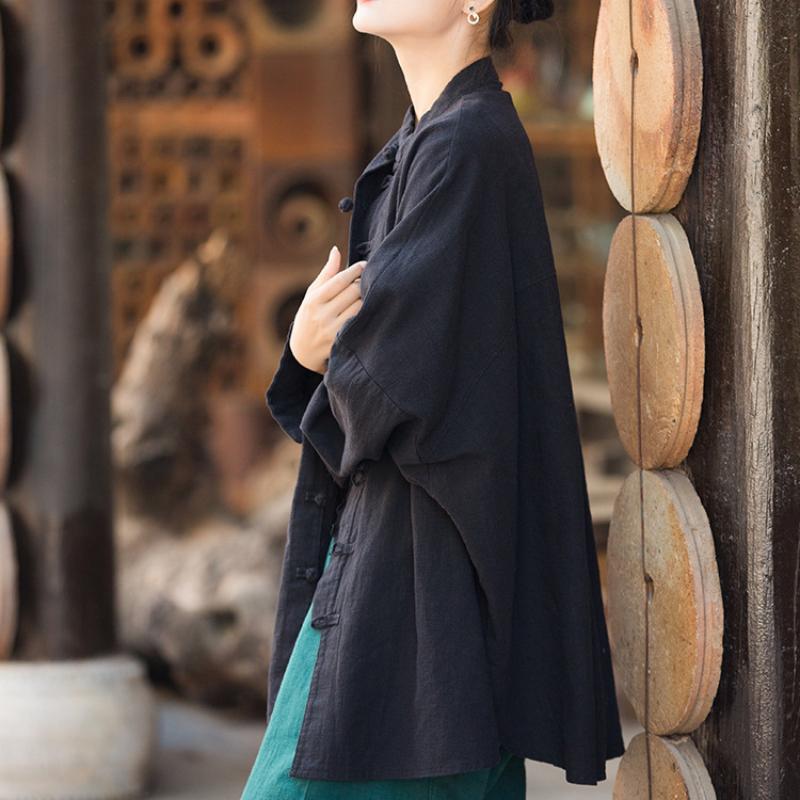 Women Chinese Traditional Tang Suit Linen Zen Tea Hanfu Women Tai Chi Kung Fu Tops Vintage Cotton Womens Clothing