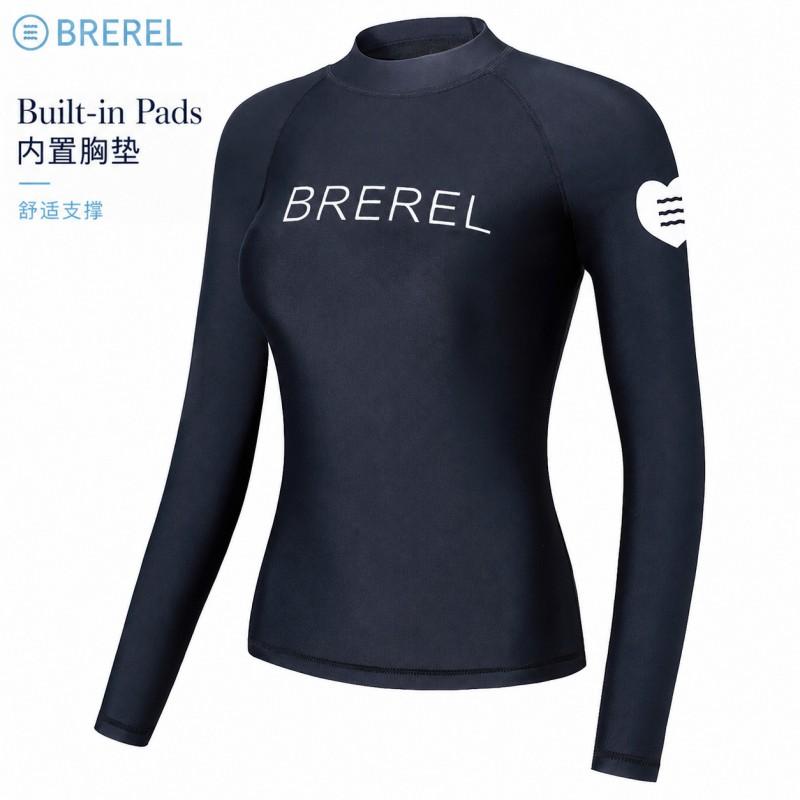 Womens Long Sleeve UPF 50 Rash Guard Swimsuit With Chest Pad Snorkeling Surfing Jellyfish Protection