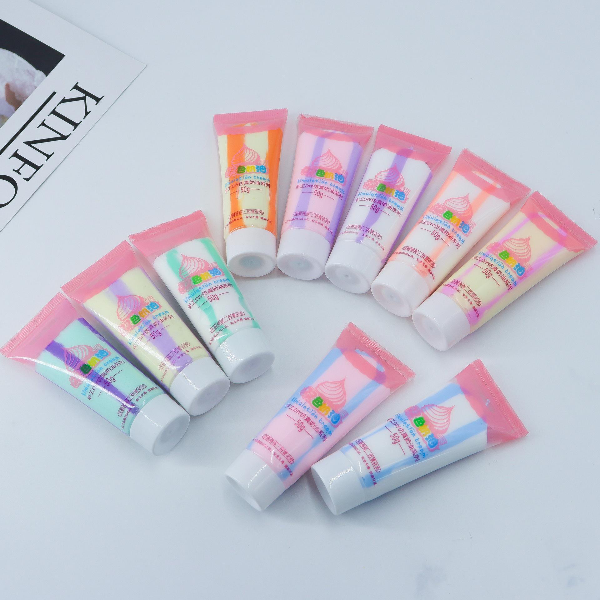 

50g Two-color Simulated Cream Glue Set Hair Clip Phone Case DIY Environment protection Handmade Material Pack Accessories