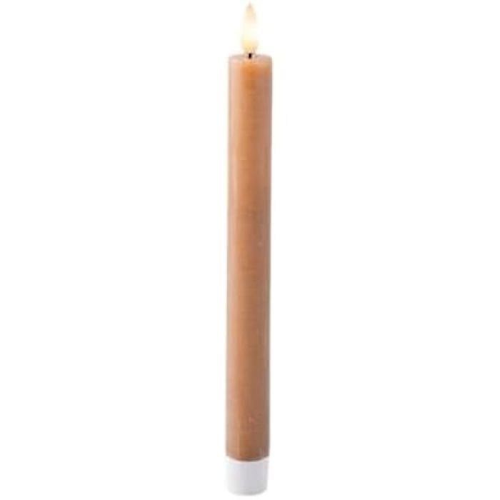 Bougie LED - LUMINEO - Lot de 2 - Marron - Ø 2,2 x 24,5 cm - Effet flamme