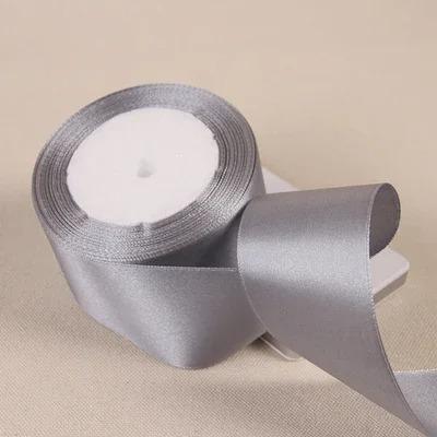 25yadrs/Roll 6-10-15-20-25-40-50mm Silver Gray Satin Ribbons Clothing Fabric, Children's Hair Accessories, Bow DIY Accessories