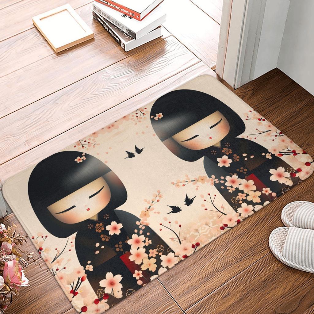 Japanese Sakura Flowers Cherry Blossoms Doormat Mat Anti-Slip Bath Kitchen Bedroom Rug Carpet 40*60cm
