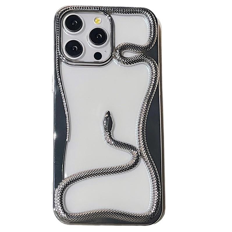 Year of The Snake for Apple 16PROMAX Phone Case Hollowed Out Snake for IPhone 15 Electroplated Protective Case