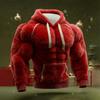 Men's Christmas Muscle Ugly Print Long-Sleeve Casual Sports Hooded Sweatshirt