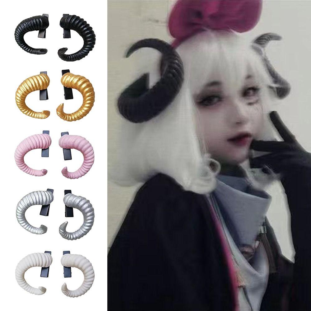 Ram Horns Shape Devil Horn Headband Black Gothic Style Gothic Cosplay Costume Halloween Party