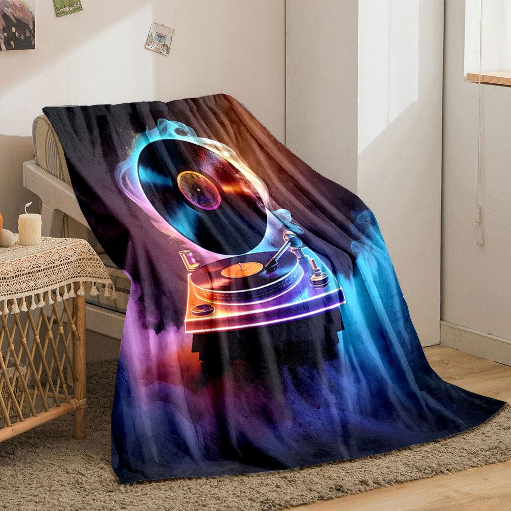 Vinyl Record with Neon Glow print blanket soft and cozy perfect for the living room bed sofa or a nap,gift