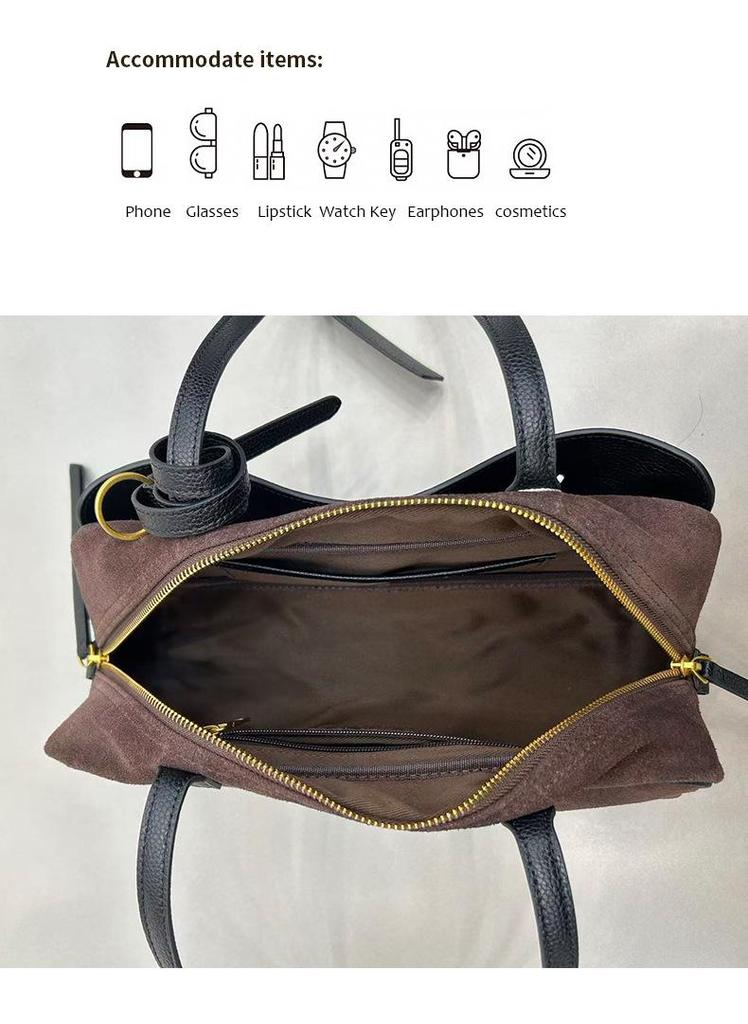 Matte Suede Retro Leather Tote Bag - Women's Large Capacity Shoulder Bag