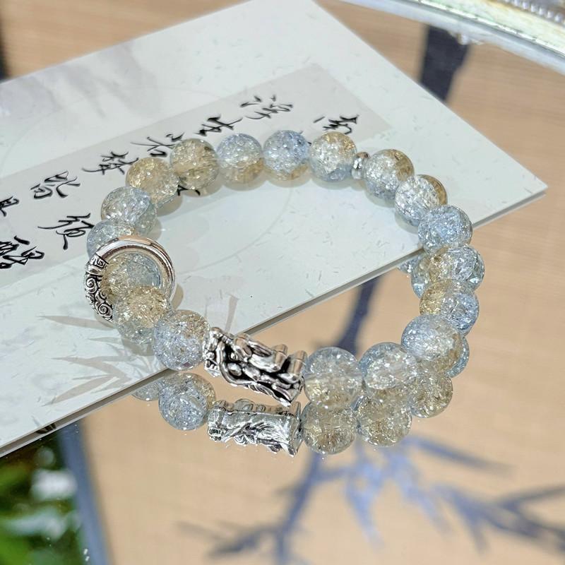 Chinese-Style Dragon Head Fortune-Attracting Design Starry Sky Bracelet Niche Versatile Complexion-Enhancing Glass Bracelet for Men and Women