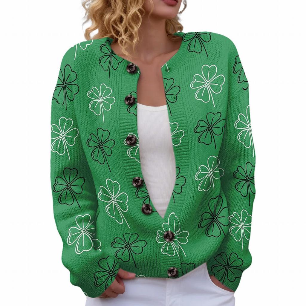 LXK-SPYK01 Sanpa crew neck cardigan new casual knitted sweater European and American jacket