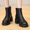 2025 Winter Shoes Women Sheepskin Fashion Modern High Heels Boots Plush High Heels 6cm Brand Ladies Ankle Boots Pure Black