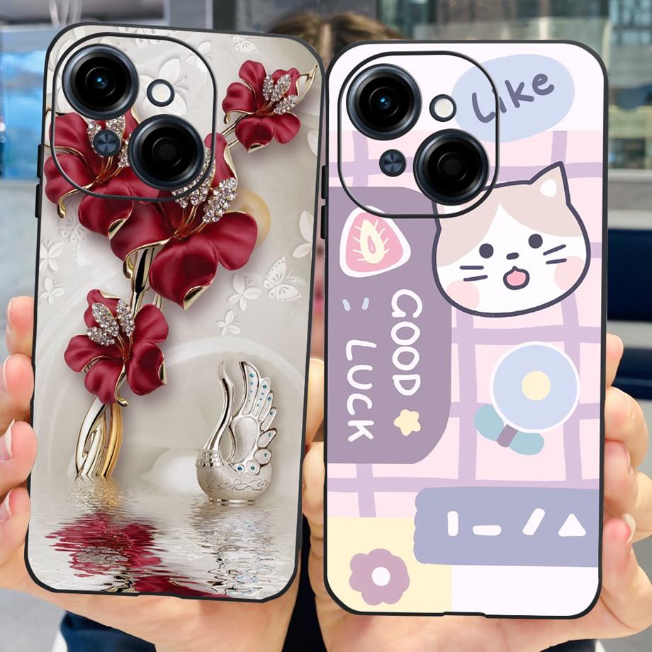 Soft Matte Silicone Bumper Cover For Tecno Spark GO 1 2025 Pop 9 Case TPU SparkGO1 GO2025 Pop9 Marble Love Heart Painting Coques
