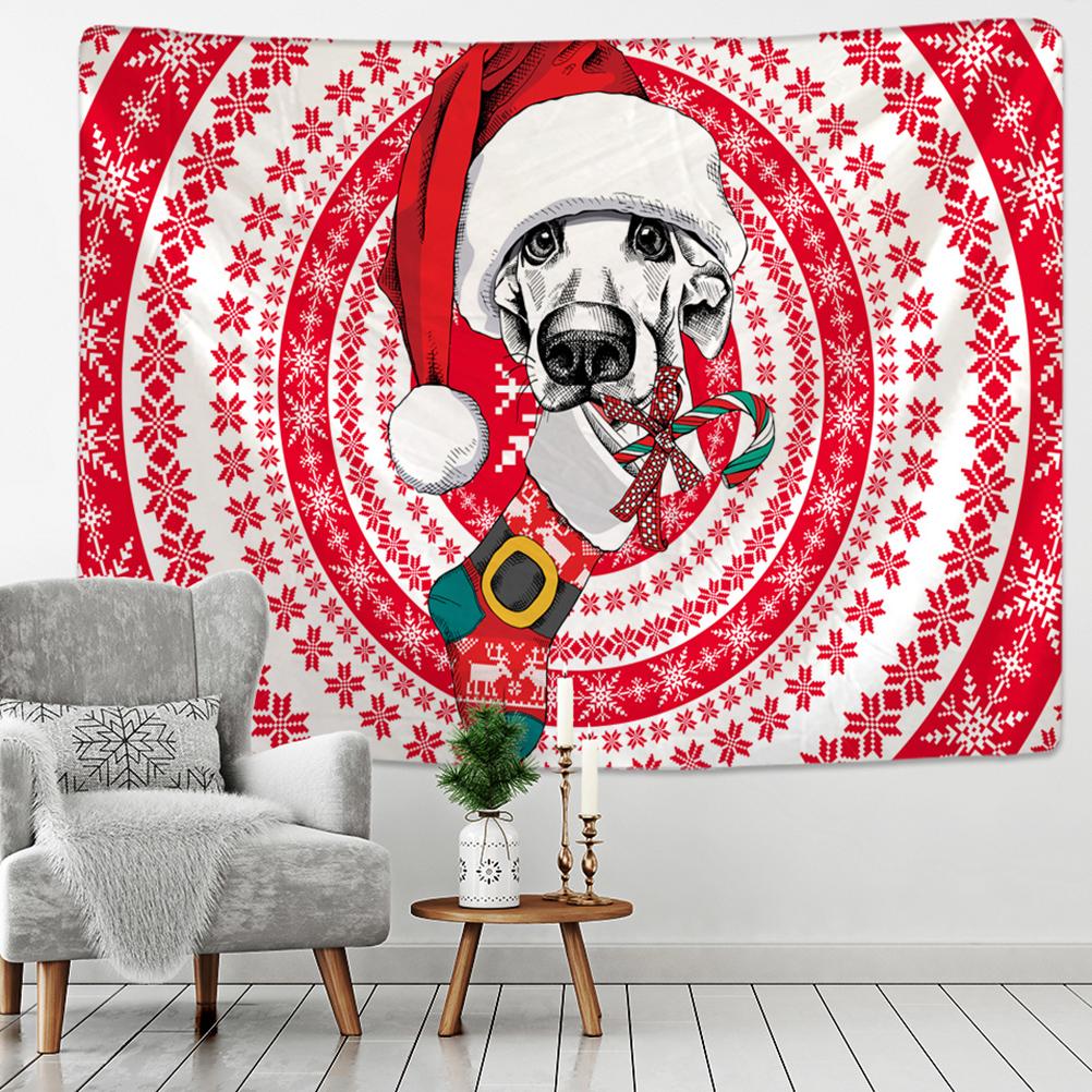 Christmas Woods Tapestry Wall Hanging Holiday Gift New Year Elk Snow Scene Psychedelic Witchcraft Home Decor