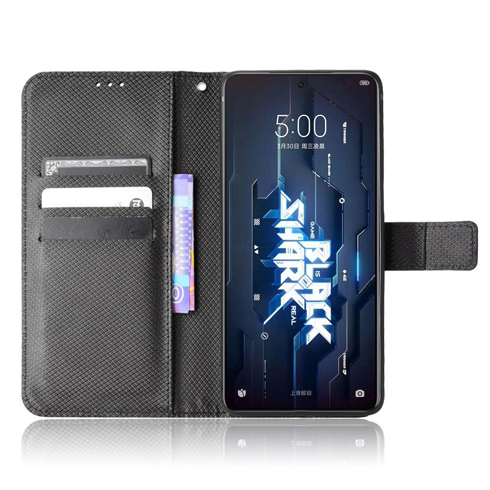 

For Xiaomi Black Shark 5 Pro Diamond Texture Stand Wallet Shell PU Leather Protective Phone Case Black