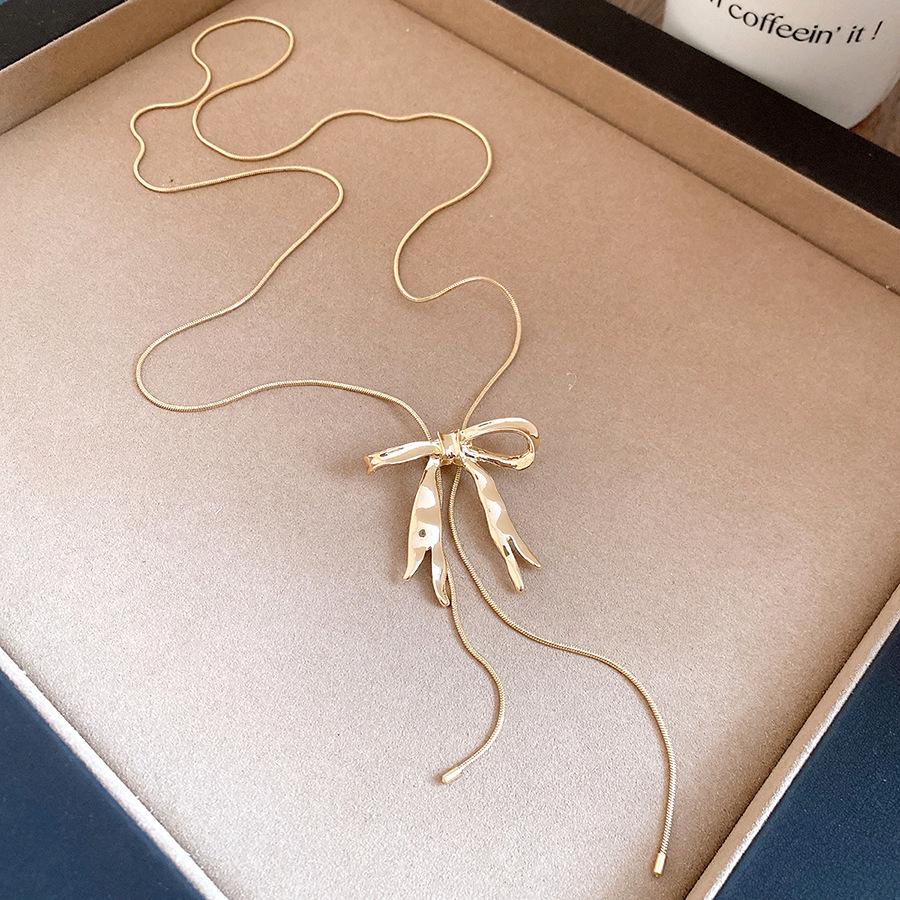 Bow Knot Pendant Necklace Metal Clavicle Chain Exquisite Jewelry