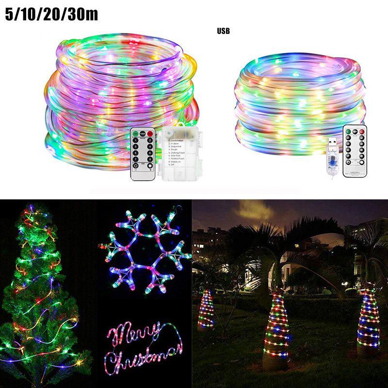 Remote-controlled 5-30m Led Rope Lights Usb/battery Box Timing Waterproof Dimmable Decor Lamp Xmas
