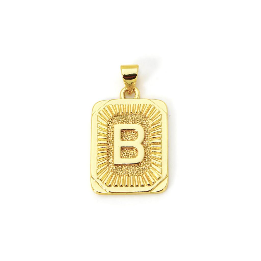 2pcs Letter Brass Charm Pendant 18K Gold Plated Rectangle " A-Z "Pendants For DIY Making Necklace Jewelry Findings 27mm X 16mm