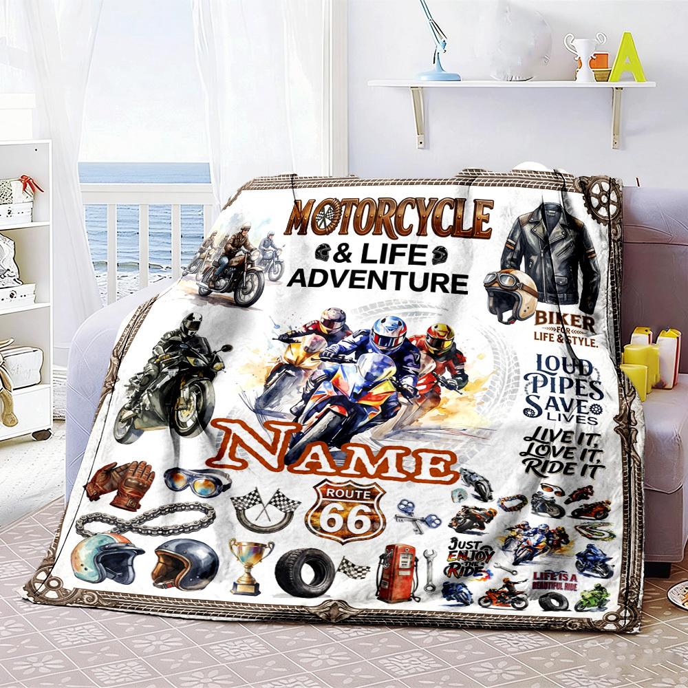 Motorcycle Adventure Life Style Customize Your Name Home Blanket S Comfortable Soft Lightweight Allseason Multipurpose Blanket For Picnics Couches