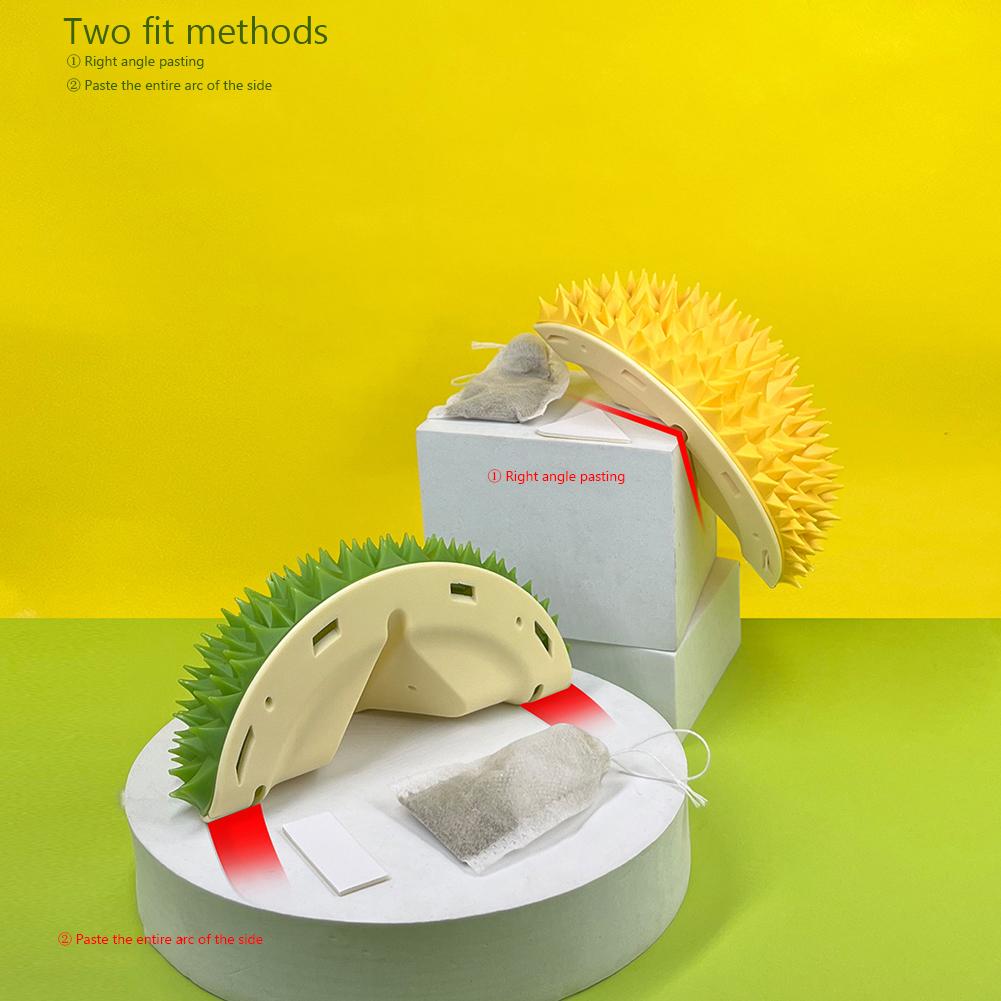 Durian Shape Cats Rubbing Toys with Cat Mint Rubs Face Brush Tooth Cleaning Hair Remover Brush Interesting Pet Grooming Supplies
