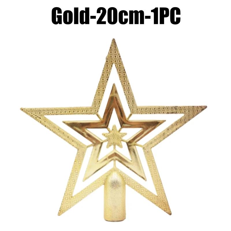 Christmas Tree Topper Star Shiny Glitter Ornament for Xmas Tree Decorations Hanging Pendant Home Holiday Party Supplies