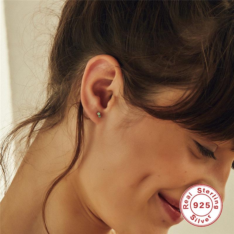 S925 Sterling Silver Stylish And Simple 3-Piece Set Asymmetric Chain Fringed Zircon Stud Earrings Earrings