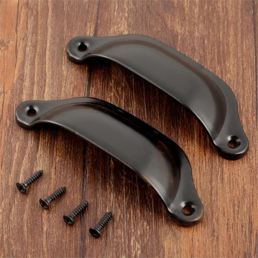 2Pcs Cabinet Drawer Handles Antique Cupboard Cabinet Furniture Bedroom Wardrobe Closet Dresser Shell Pull Handles with Screws