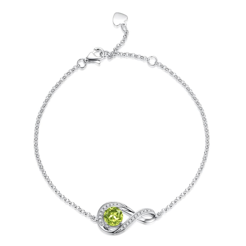 Gemlanto 925 Sterling Silver Bracelet with Peridot and August Birthstone, 18K Gold Plated, Gift Wrapping Available, Perfect for Birthdays