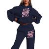 Completo Sportivo da Donna Shein Set Semplice da Donna Stampato con Lettere Felpa Sportiva con Cappuccio a Maniche Lunghe