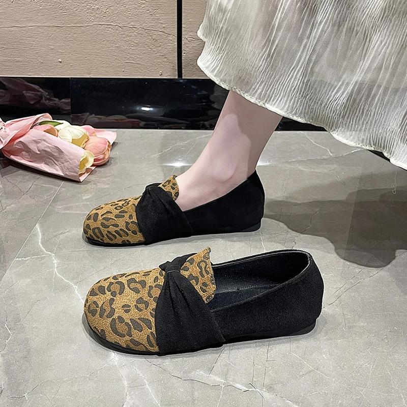 

Мода 2025 Мода Полуботинки Обувь для ходьбы Леопардовый принт Женские Массивные Лоферы Обувь Новые Горячие Замшевые Брендовые Туфли Повседневные С круглым носком Платье 43