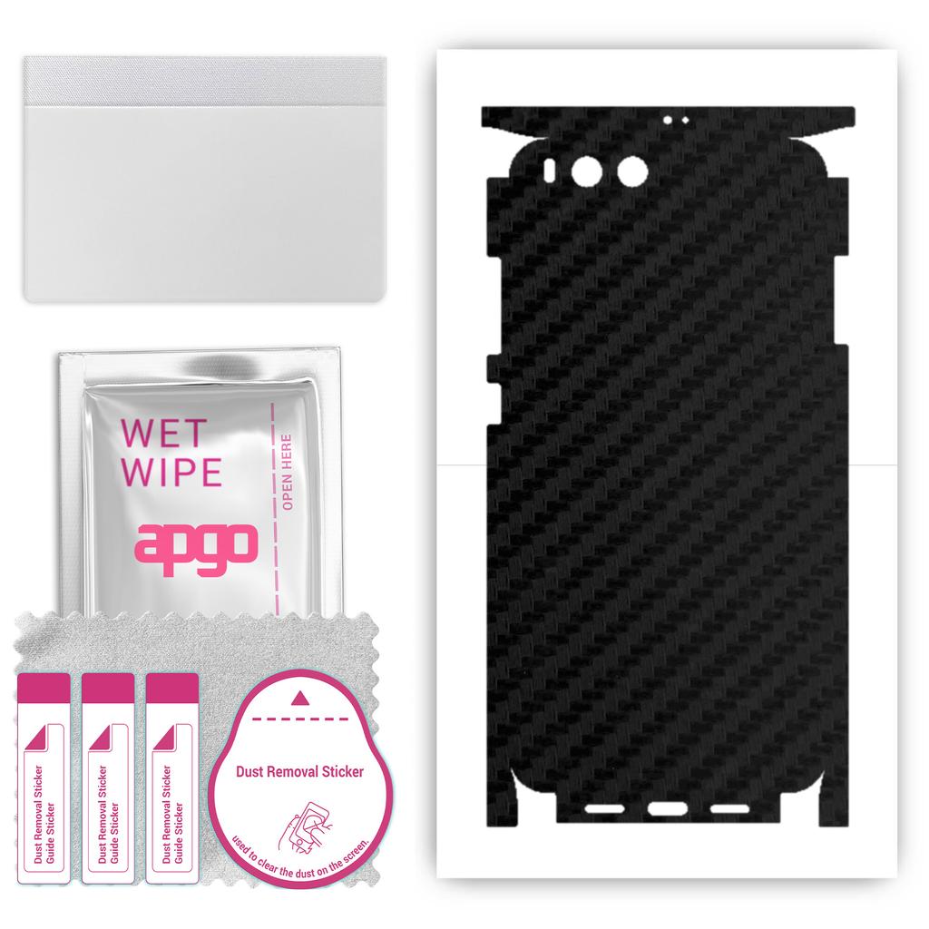 apgo Protective Skin Sticker for the back+sides compatible with Xiaomi Mi 6, Full Wrap Film, Foil, Vinyl - Pattern Carbon Black