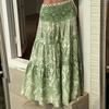 Maxi Skirt Pleated High Waist Printing A-Line Long Skirt Ruffle Splicing Design Leisure Vacation Women Skirt Daily Wear