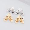Three-layers Triangle Flower Women's Stud Earrings Folded Floral Gold Color Silver Color Petals Metal Geometric Female Earrings