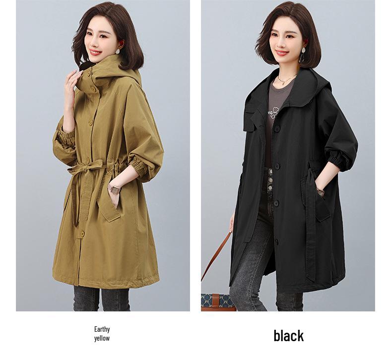 Plus Size Mid-Length Trench Coat for Women - 2024 Autumn Fashion, Loose-Fit & Slimming Design