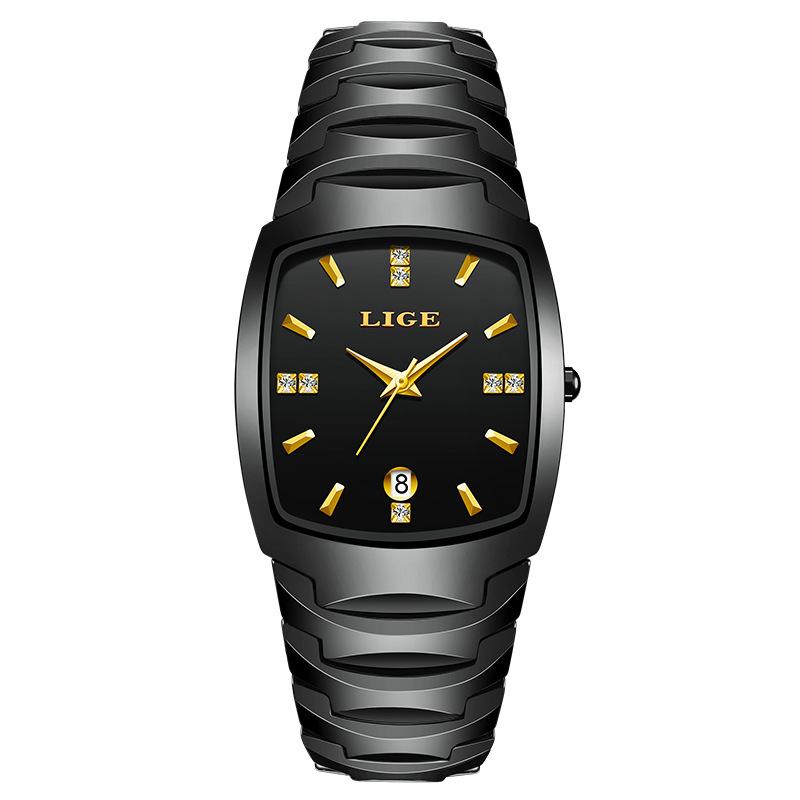 LIGE Retro Square Calendar Waterproof Multifunctional Sports Quartz Couple Watch