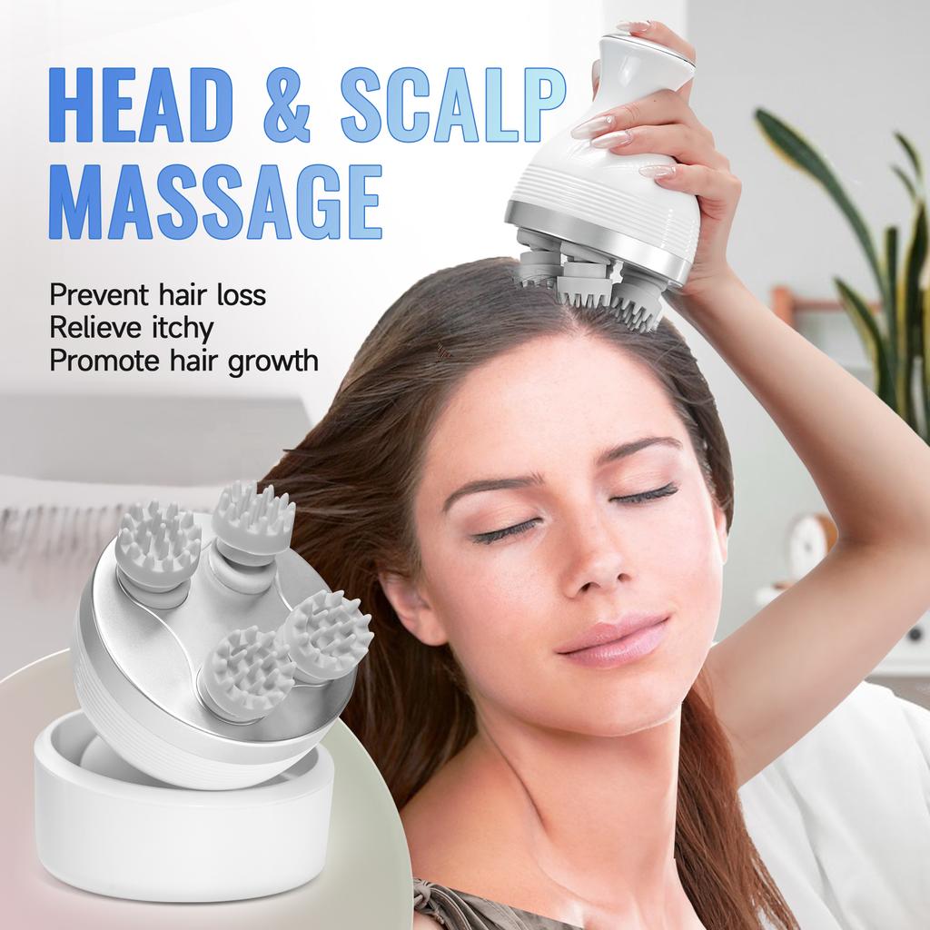Durable And Safe Electric Smart Head Massager Body Massage Neck Deep Tissue Kneading Type-C Wireless Waterproof Mini Scalp Massager Stress Relax
