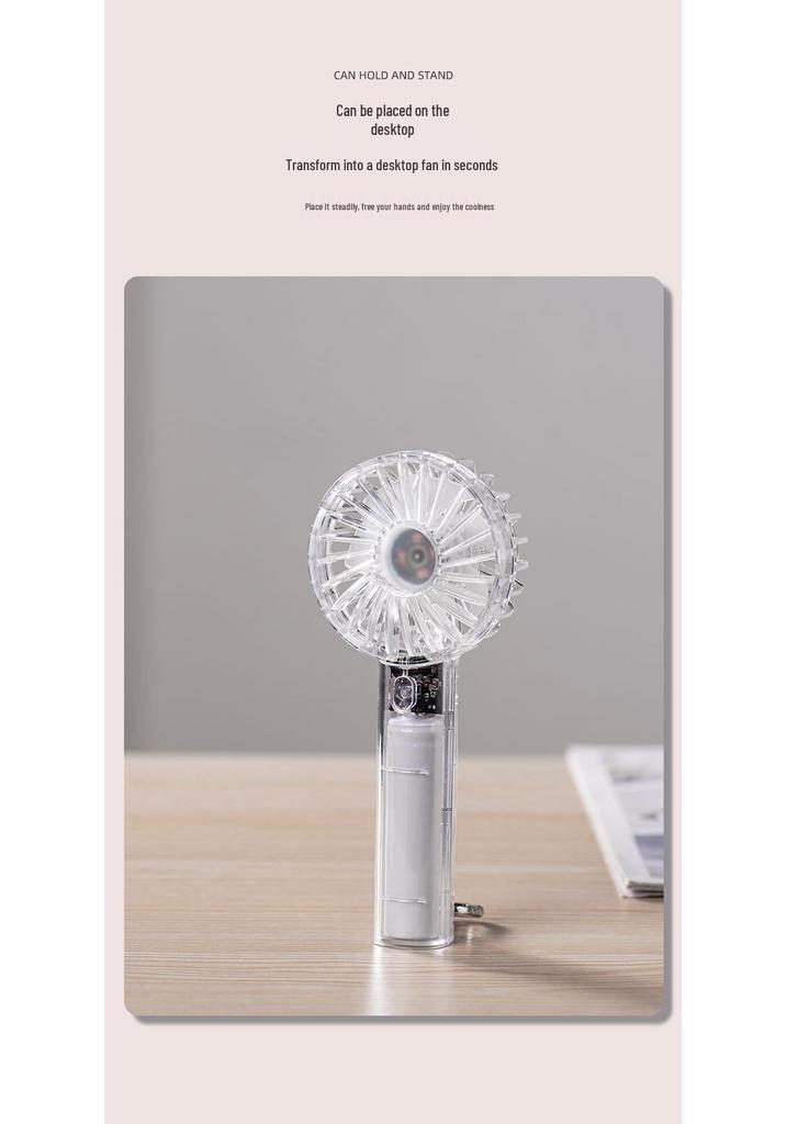 Portable Mini Rechargeable Transparent Fan with Mountaineering Hook