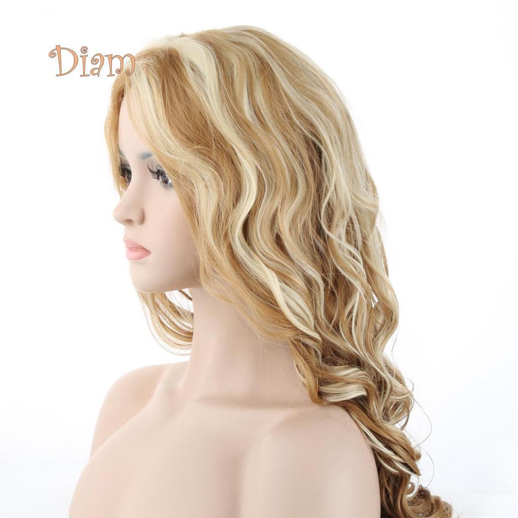 Perucă ondulată blondă Tenfyer, la modă pentru femei, cu păr natural ondulat, peruci cosplay