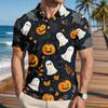 Men's Halloween Print Short Sleeve Casual Shirt