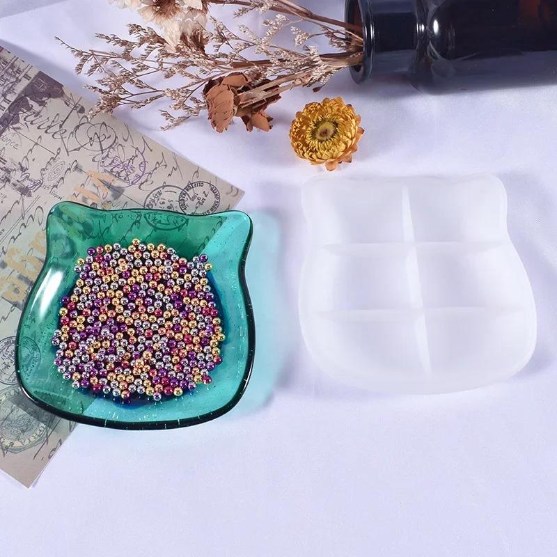 

New DIY Crystal Epoxy Resin Mold Irregular Shape Cat Tray Storage Box Silicone Mold