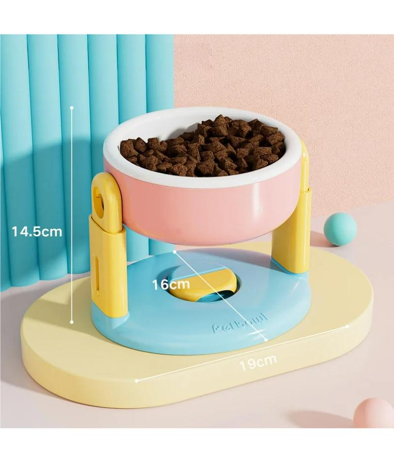 Elevatable Adjustable Height Cat Dog Bowl with Suction Anti-Flip Tilted Stand High Footed Feeder for Pets