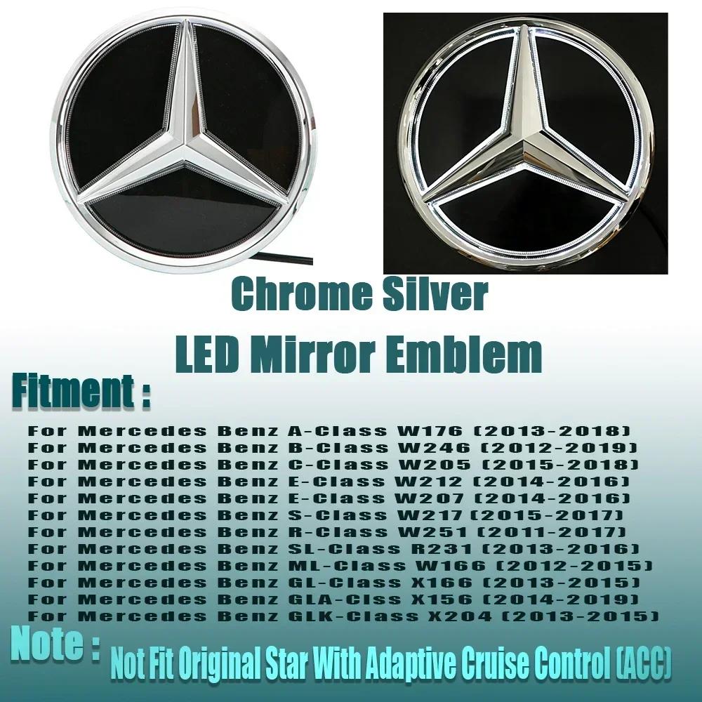 Autoaufkleber Für Mercedes Benz Silberner Rand 3D Spiegel Emblem Für Mercedes Benz A W176 B W246 C W205 Klasse Mattschwarz OE Stil F