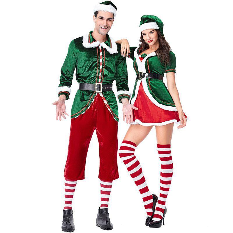 Vibrant Xmas Party Fancy Dress With Soft Touch Velvet Santa's Helper Costume