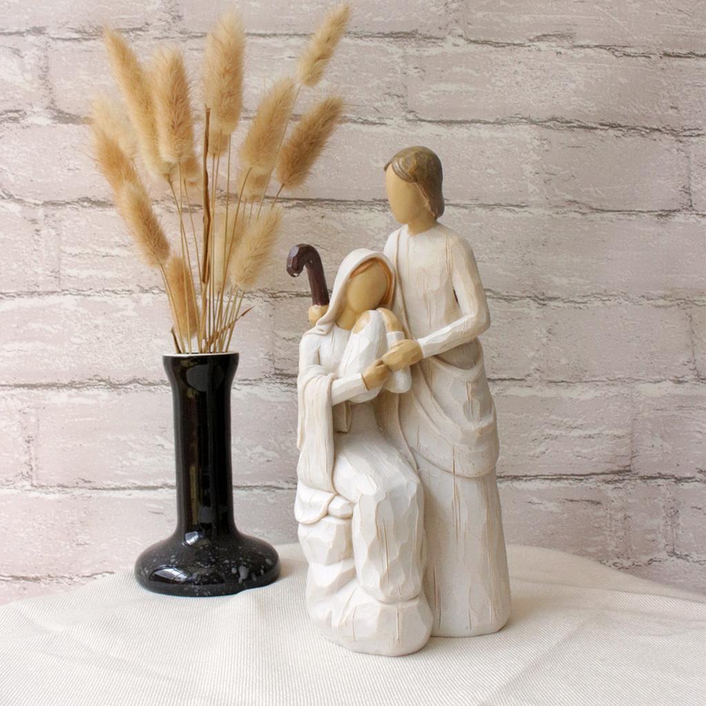 Resin Nativity Statue Holy Family Jesus Our Lady of Mary Figurine Catholic Birth of Christ Manger Group Home Desktop Decoration