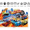 Hot Birthday Party Decorations, 5x3ft Happy Birthday Back Drop Banner Theme Backdrop Banner for Wheels Party Decorations Indoor Outdoor.