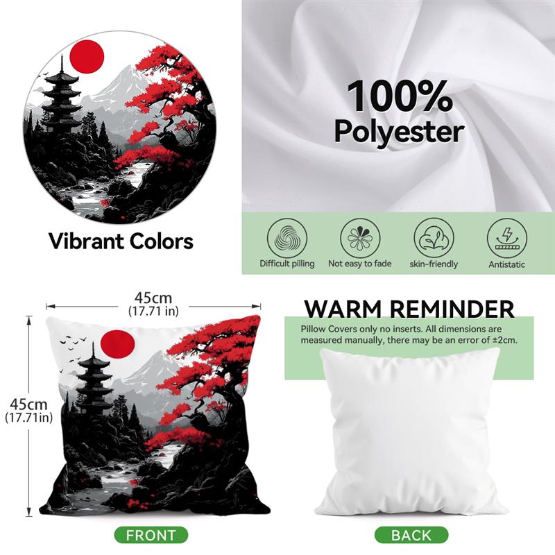 Japan Landscape Cushions Pillowcase Printed Polyester 45X45Cm Throw Pillow Cover Decorative Sofa Cushion Pillowslip Home Decor