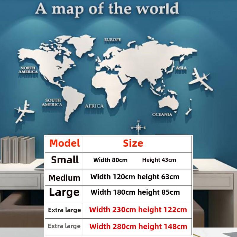 3D Акриловая Карта Мира Европейское Издание Наклейка на Стену Small белый