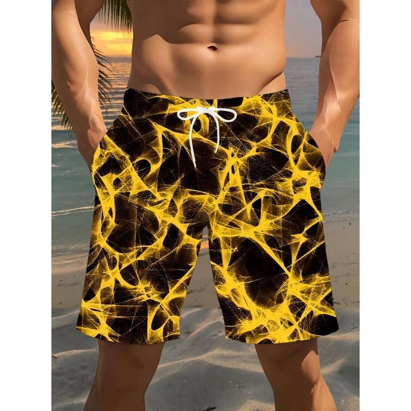 

Men s Stylish Printed Beach Shorts, Geometric Pattern 3D Print, - Casual Polyester Drawstring Waist, Lightweight and Comfortable for Summer 6XL