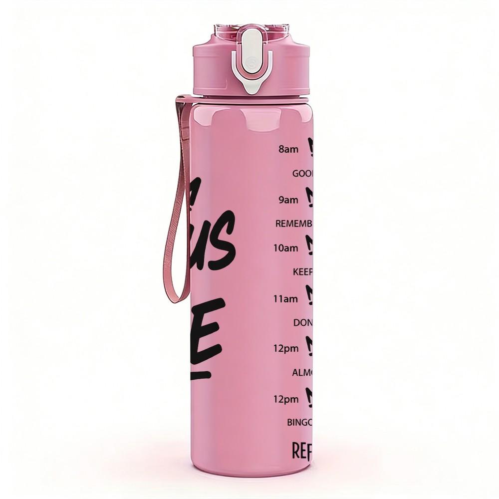 1PC Jesus Is Life Faith Lettering Art 750ml Color Plastic Sports Water Bottle Leakproof Flip Straw Lid Suitable for Sports Office Home Use