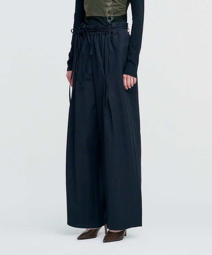 Kimjisu Ribbon Tied Wide Pants _ Black
