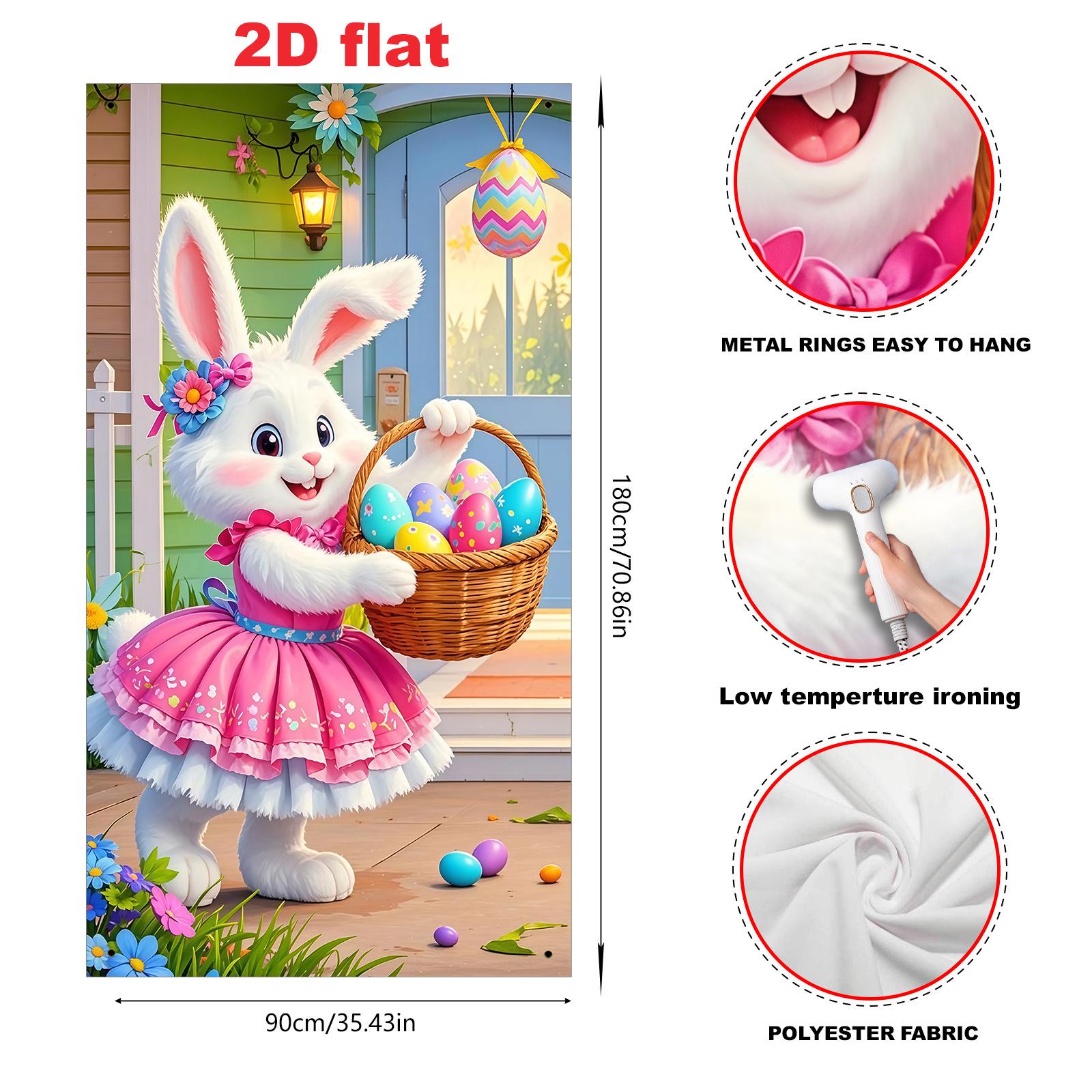 

Easter Bunny Egg Doorway Backdrop, Spring Outdoor Decoration 35x70 inches